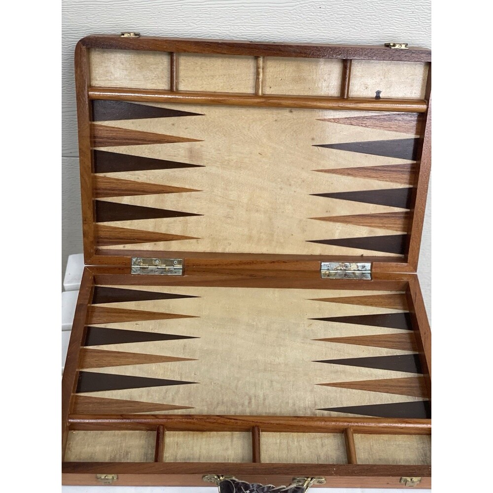 Vintage 1970s Pierre Cardin Backgammon Wood Attache Case ONLY 16x10x2 See Pics